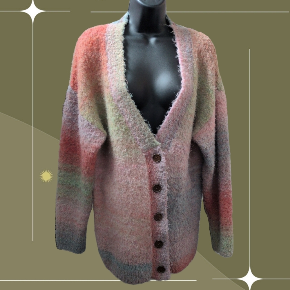 ✨ Find Me Now Pastel Oversized Chunky Knit Rainbow Sweater Size XS